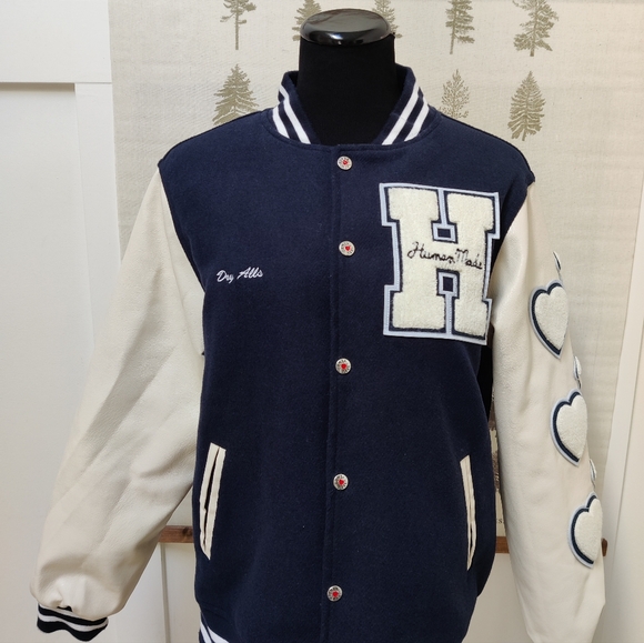 Human Made Other - Human Made Dry Alls Varsity Jacket Navy Wool Leather Size L